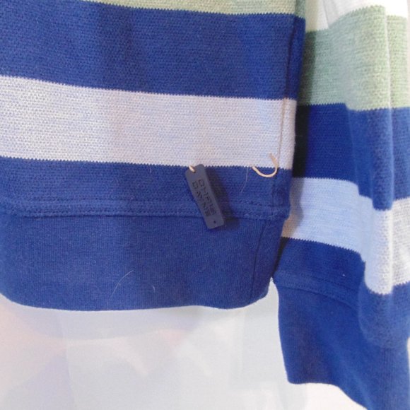 Chris Cayne 1/4 zip long sleeve sweater Large Blue/green/white Stripe - Picture 3 of 8